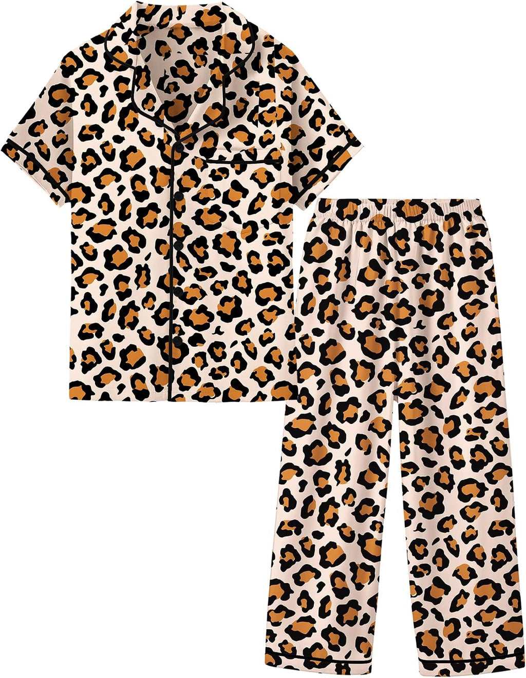 Mikrdoo Girls Satin Pajamas Button Down 2Piece PJs 3-16 Years