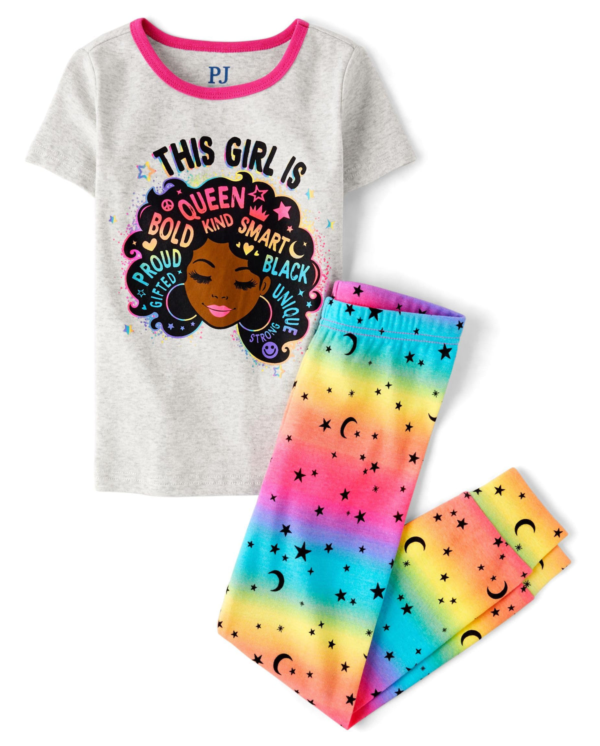 The Children's Place Girls' 100% Cotton Short Sleeve Top and Pants,2 Piece Pajama Set