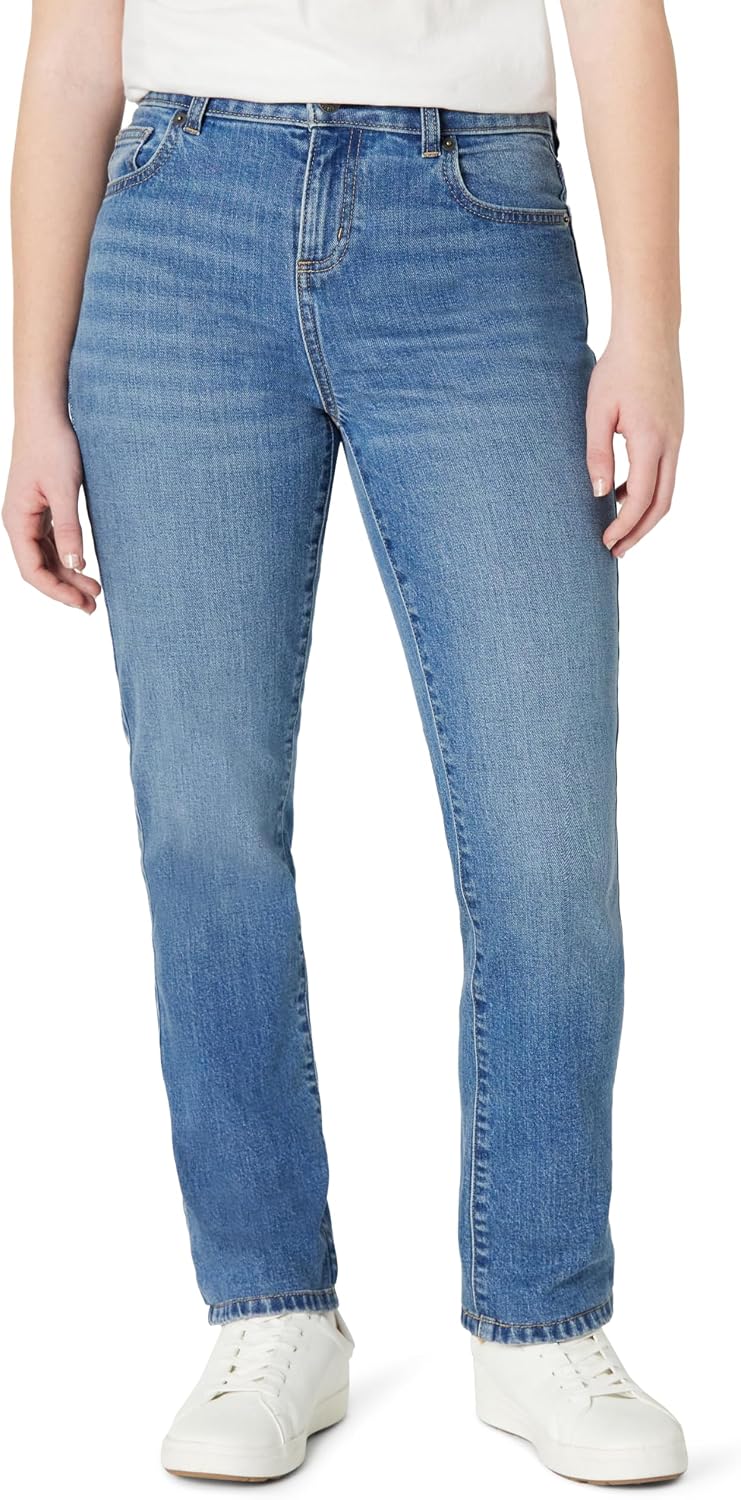 Amazon Essentials Girls' Medium Stretch Mid-Rise Straight-Fit Jean