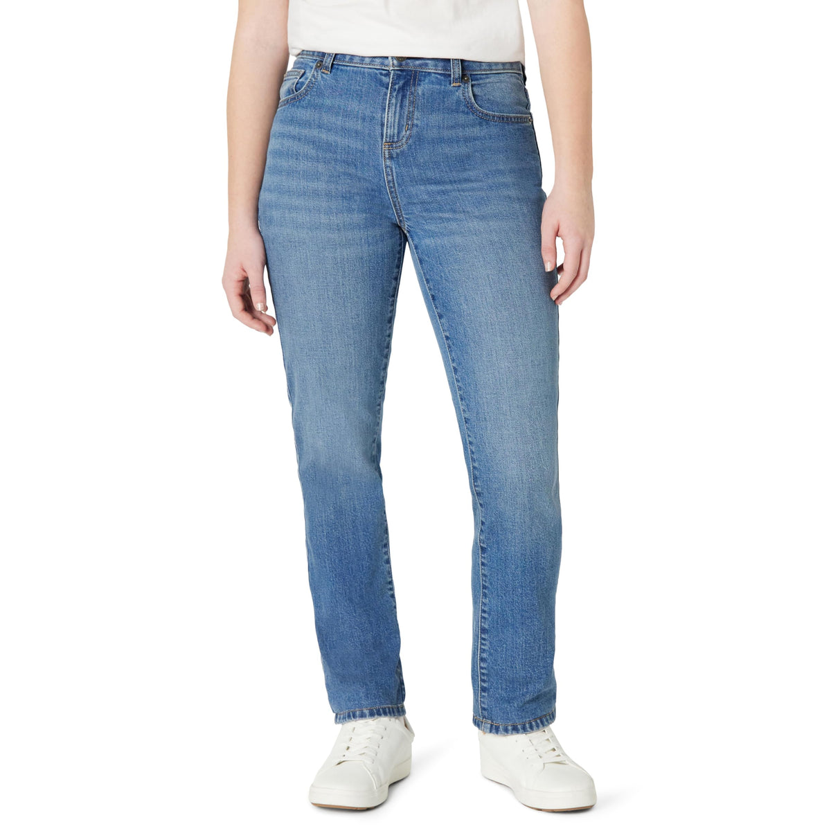 Amazon Essentials Girls' Medium Stretch Mid-Rise Straight-Fit Jean