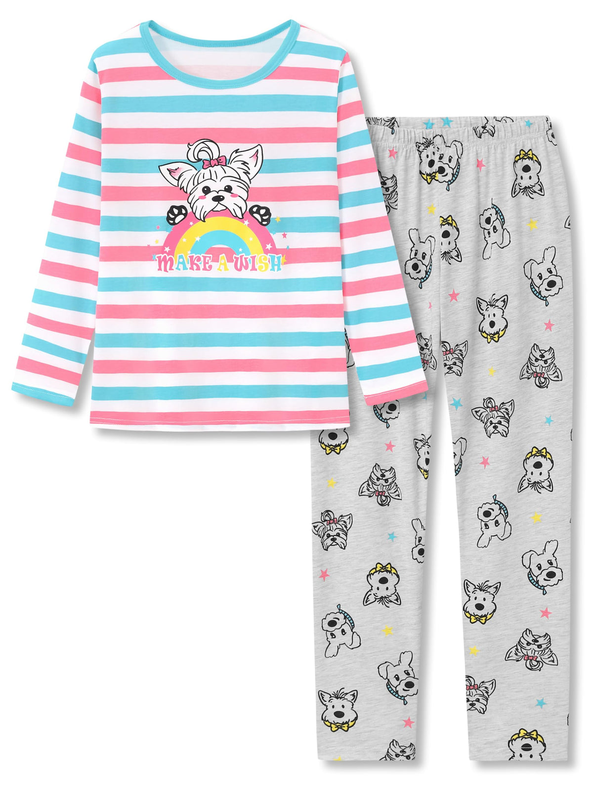 Cozchique Girls 2-Piece Adorable Cartoon Print Soft Pajama Set Size 6-18