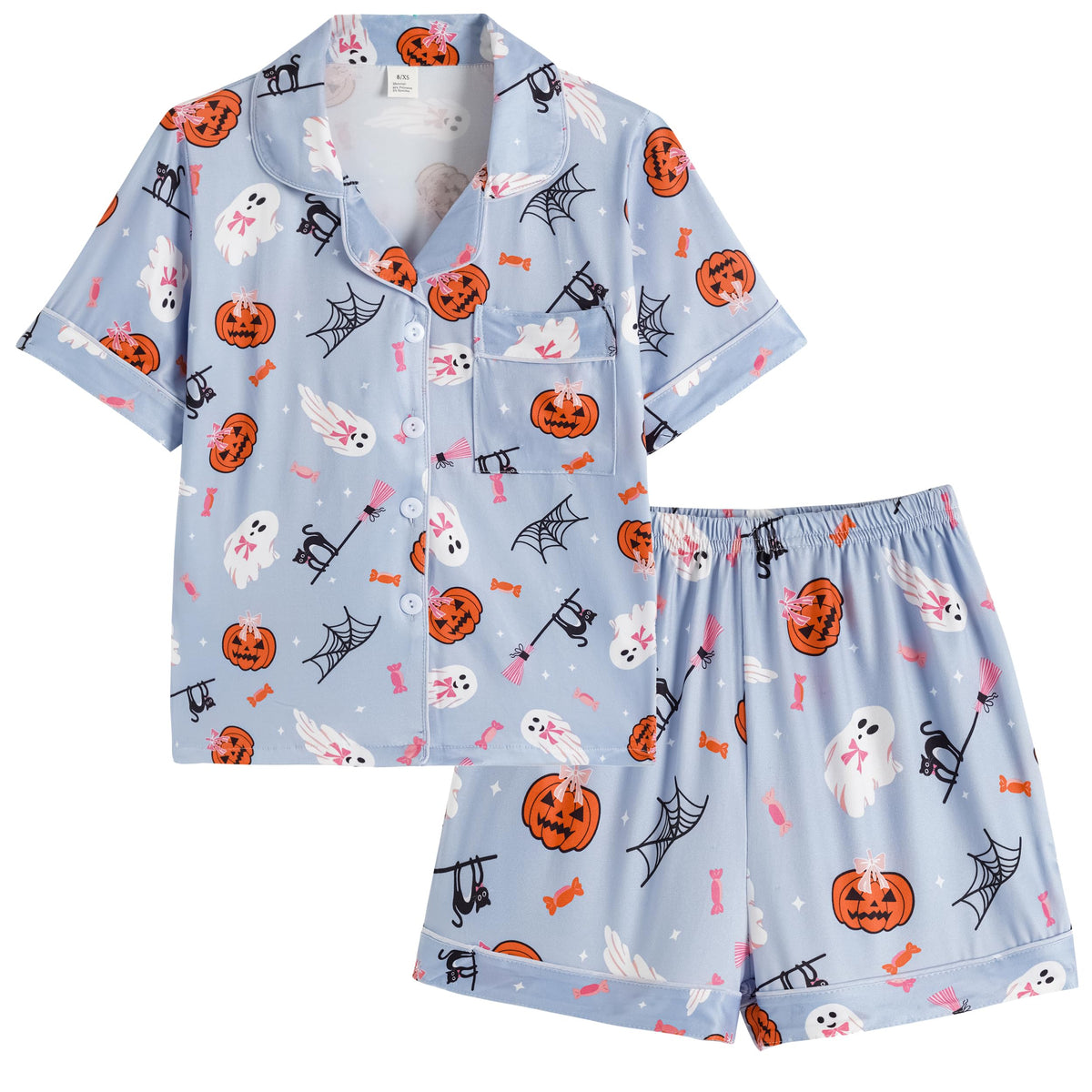 Vopmocld Girls Summer Pajama Sets Button Down Top & Shorts Sleepwear 8-18Y
