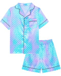 Sylfairy Kids Girls Pajama Set Silky PJS Button-Down Sleepwear Nightwear Loungewear Clothes Set Gifts