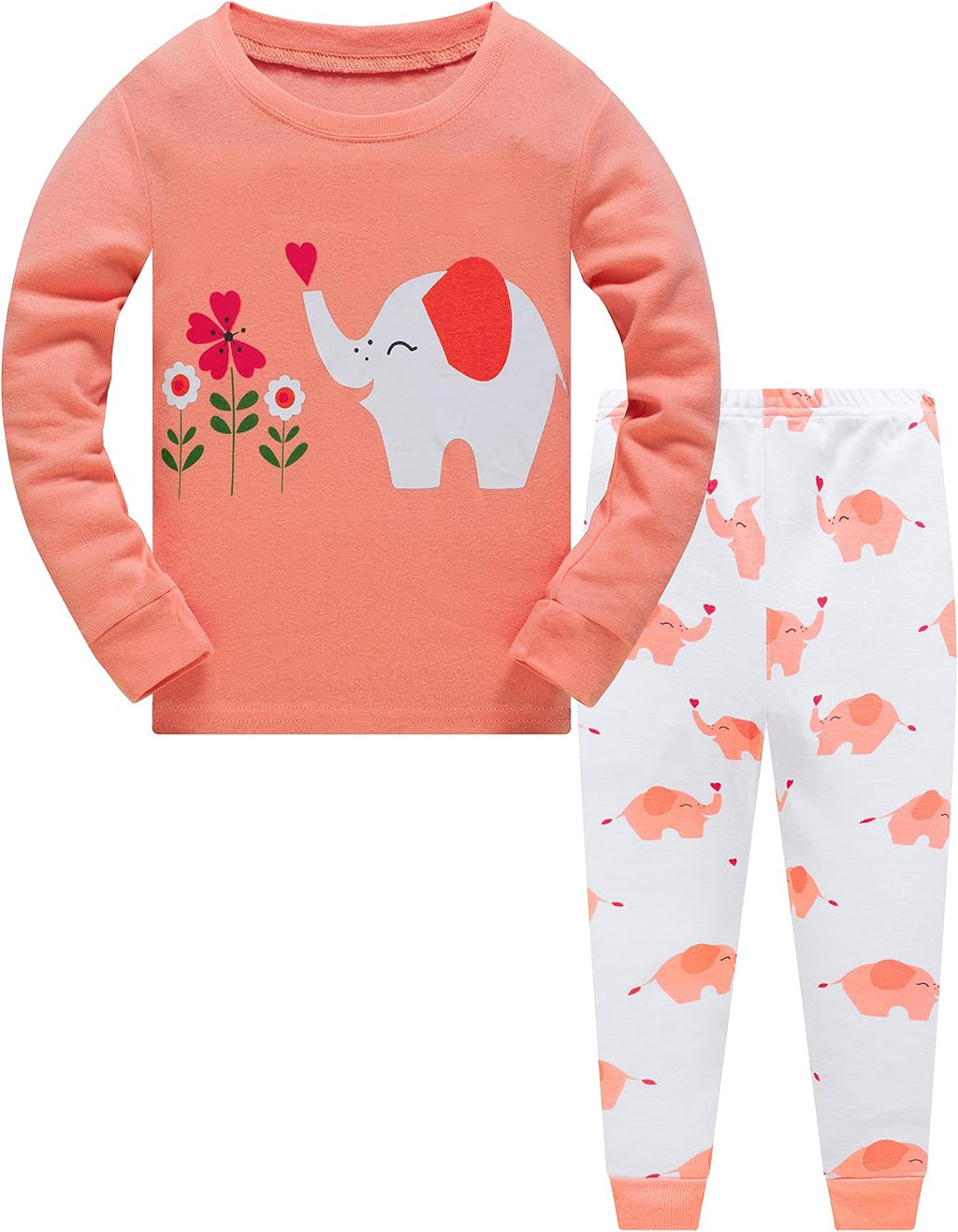 Popshion Little Girls Mermaid Pajamas 2 Piece Set 100% Cotton Sleepwear Toddler Clothes for Kids Baby Ladybug Style PJs