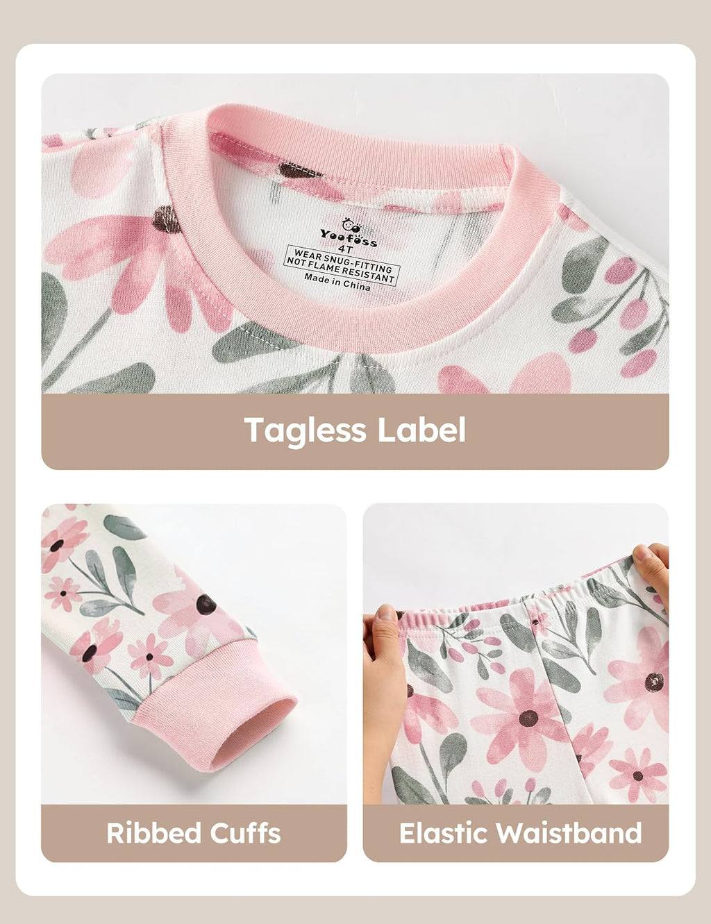 Yoofoss Toddler Pajamas 100% Organic Cotton Pjs Kids Set for Boys Girls