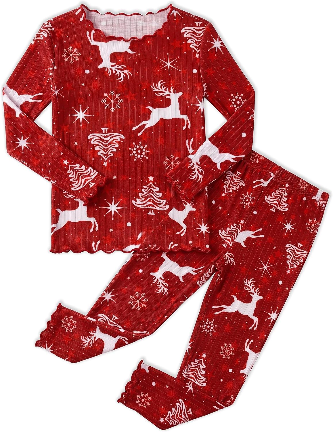 Arshiner Pajamas for Girls Long Sleeve Sleepwear Kids Snug Fit Lettuce Pjs