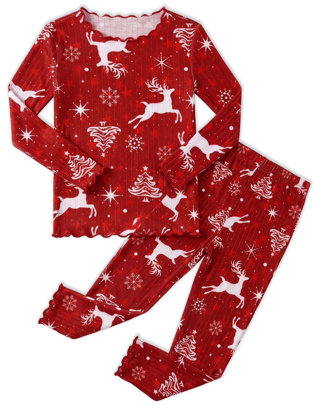 Arshiner Pajamas for Girls Long Sleeve Sleepwear Kids Snug Fit Lettuce Pjs
