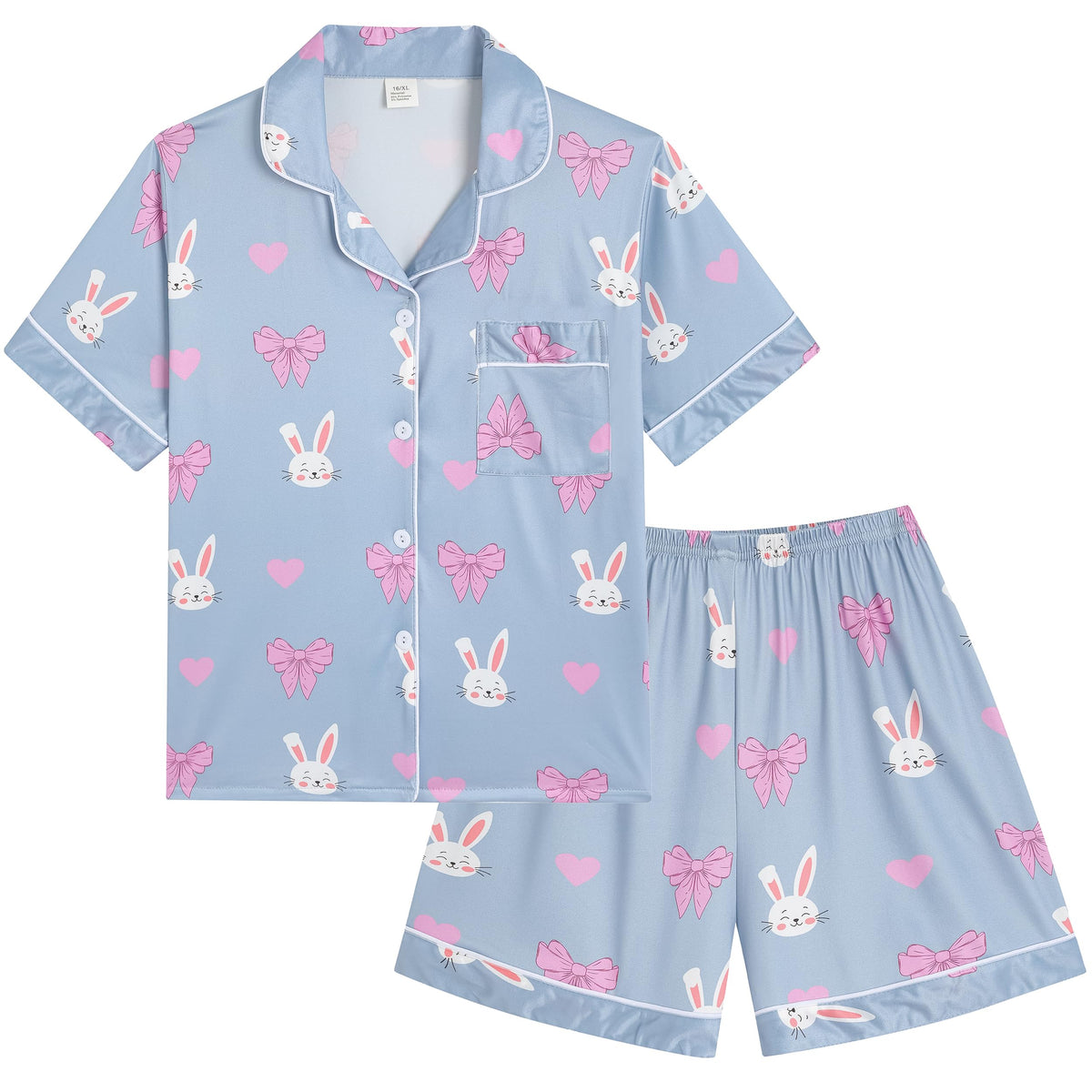 Vopmocld Girls Summer Pajama Sets Button Down Top & Shorts Sleepwear 8-18Y