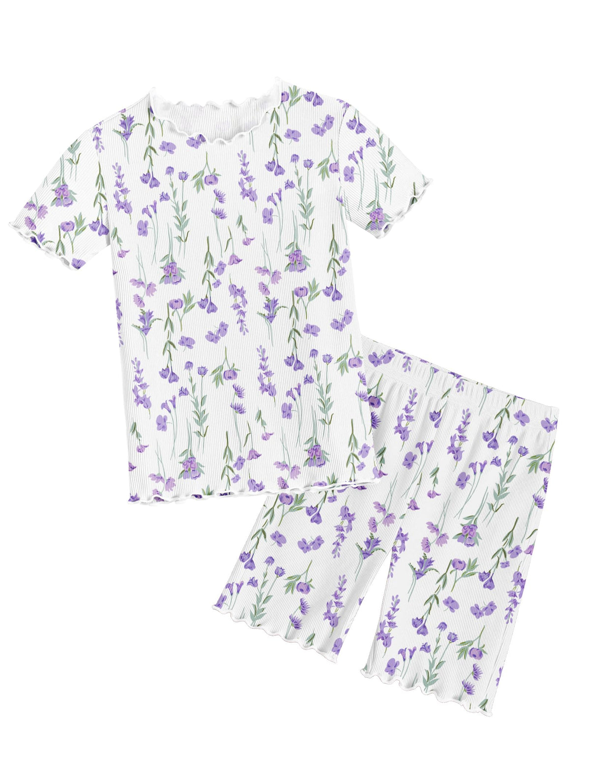 Arshiner Girls Pajamas Lettuce Loungewear Snug Fit Pjs Set Kids Sleepwear