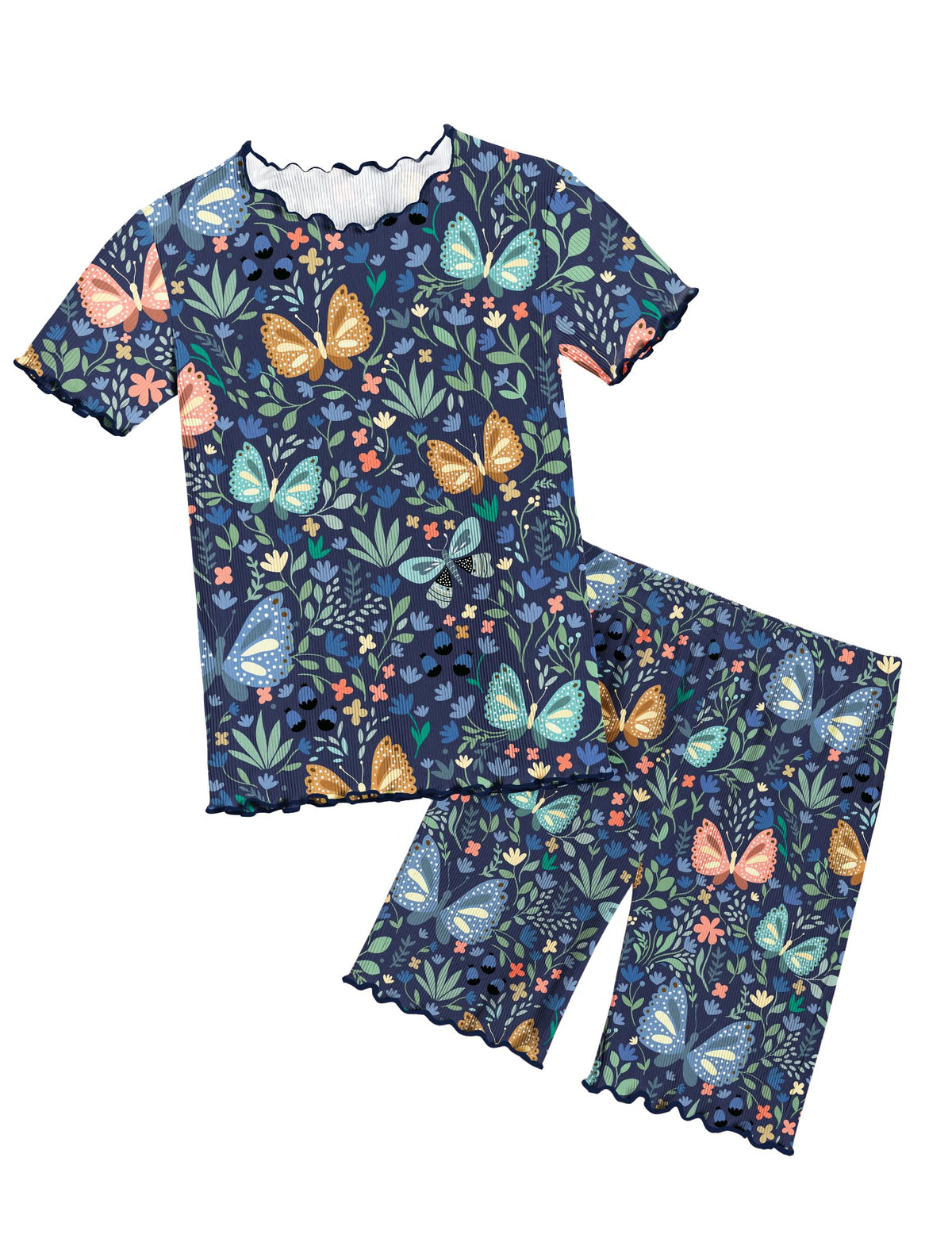 Arshiner Girls Pajamas Lettuce Loungewear Snug Fit Pjs Set Kids Sleepwear