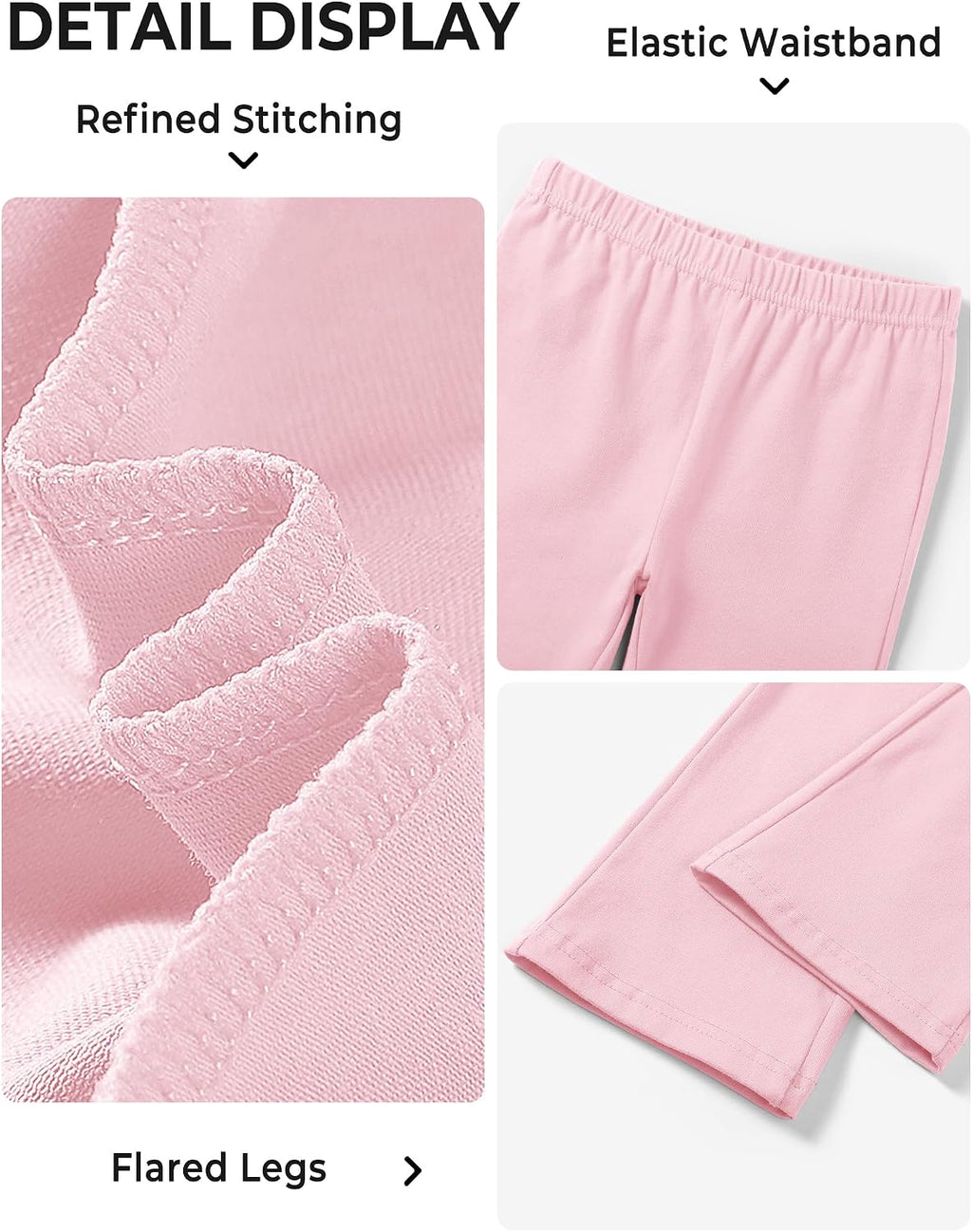 BOOPH 5 Pack Girls Flare Leggings Kids Bell Bottom Pants Cotton Clothes