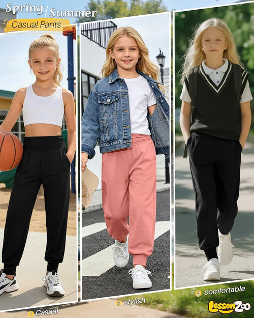 2 Pack Girls' Joggers with Pockets