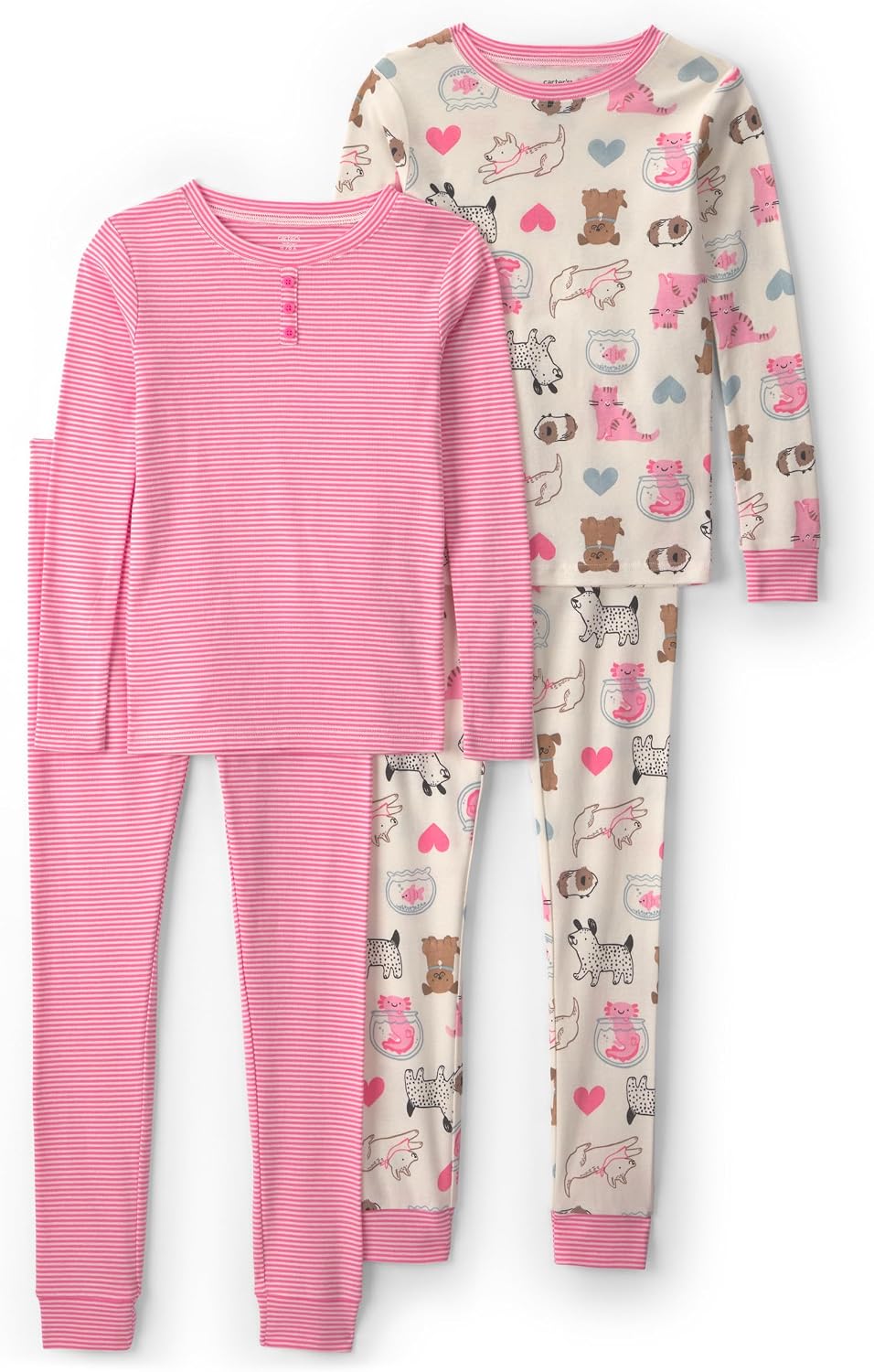 Carter's Girls' 4-piece Tight Fit Cotton Pajama Set