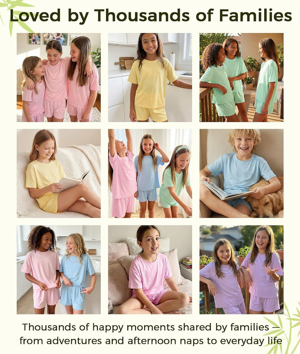 Petite&Me Viscose from Bamboo Girls Pajamas, Ultra-soft 2PCs Set, Size 6-14
