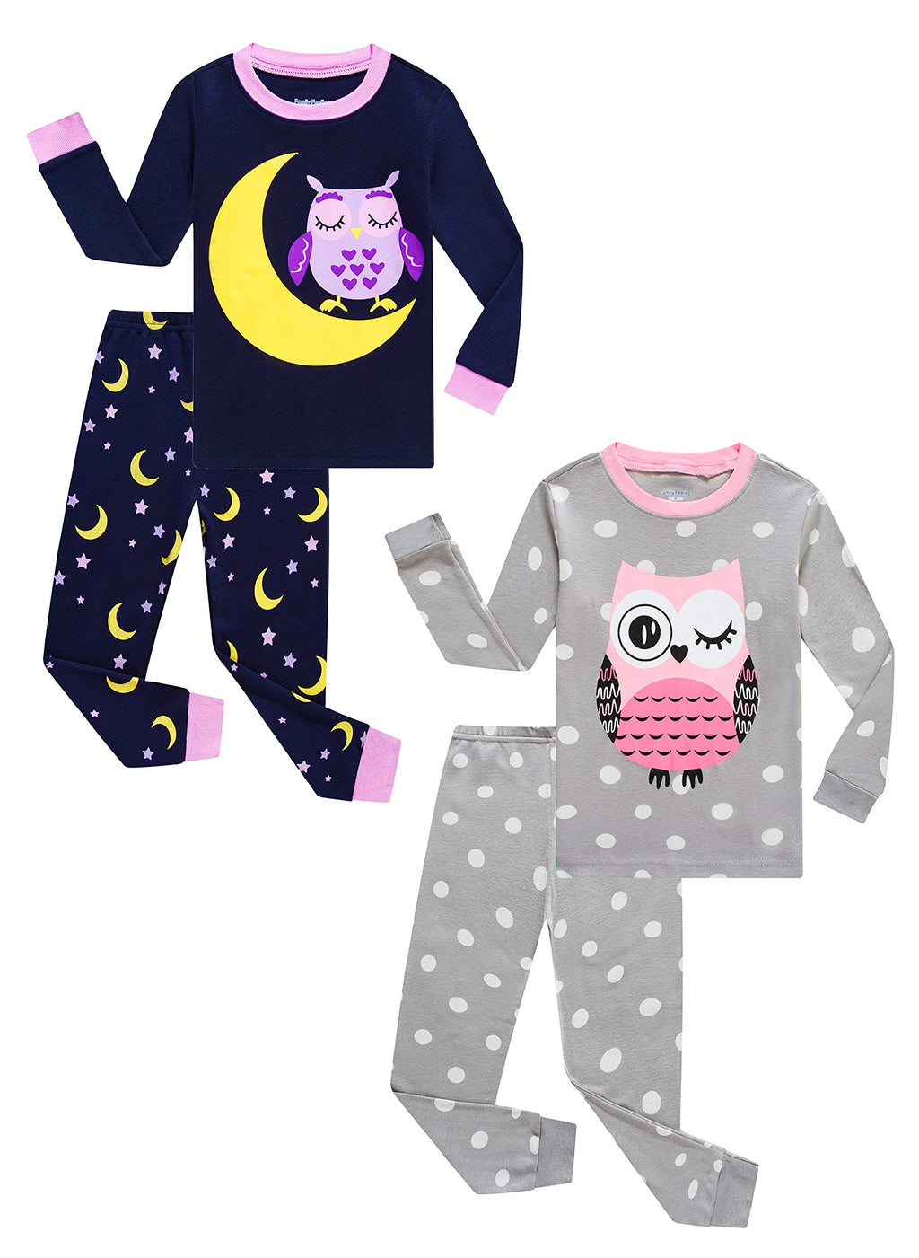 Family Feeling Kids & Toddler Girls Boys Pajamas 2 Piece Pjs Set 100% Cotton Sleepwear