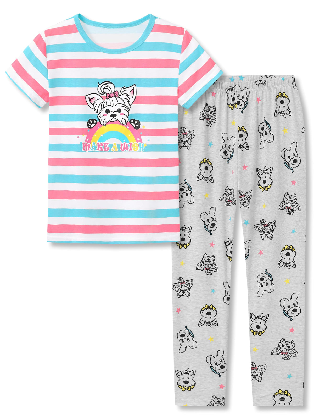 Cozchique Girls 2-Piece Adorable Cartoon Print Soft Pajama Set Size 6-18