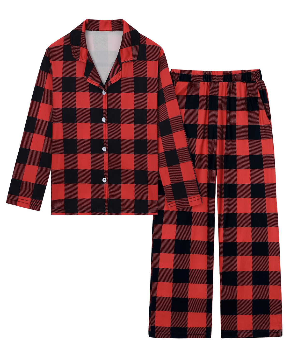 CARETOO Girls Pajamas Set Soft Button-Down Long Sleeve Pjs Set Size 5-14