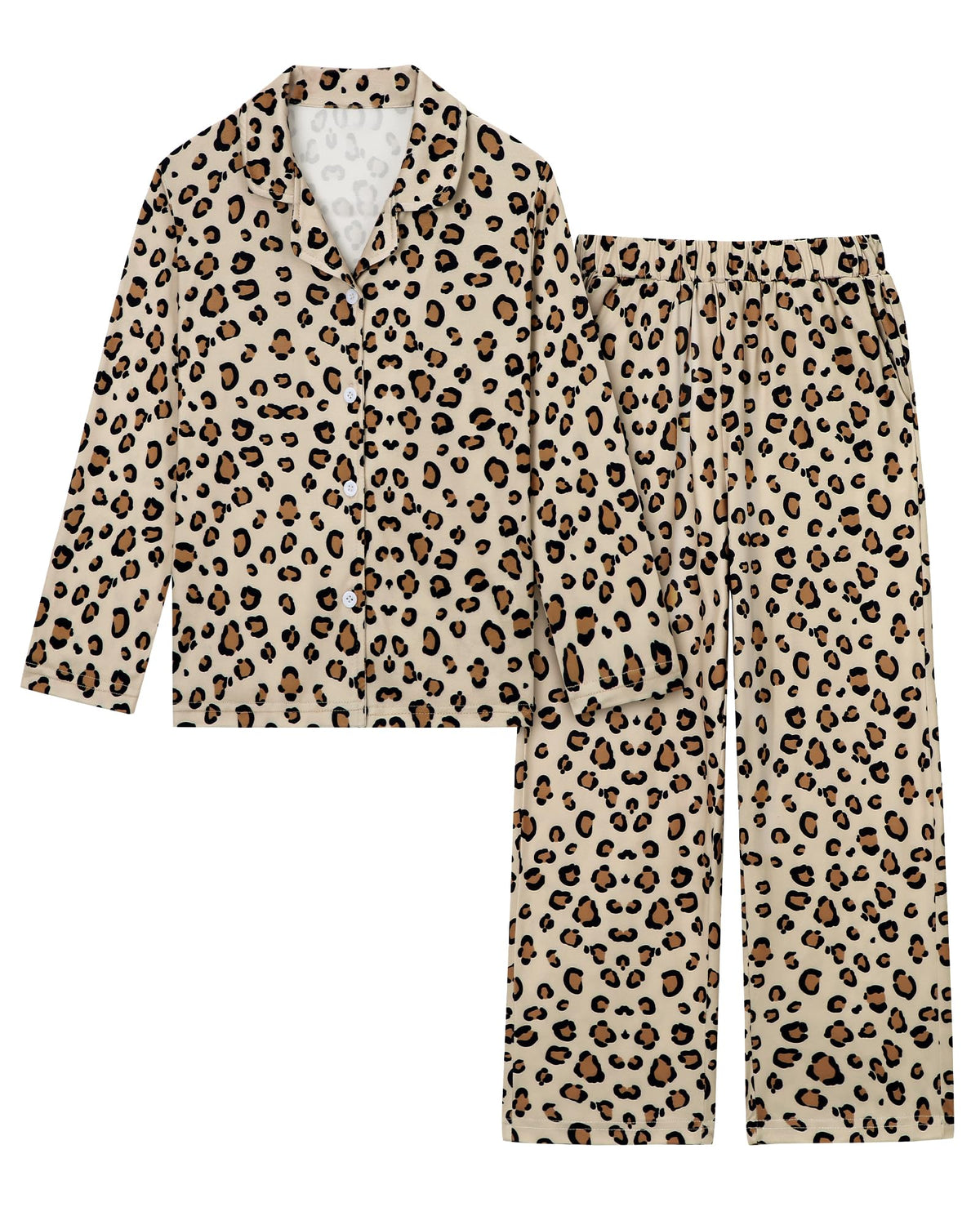 CARETOO Girls Pajamas Set Soft Button-Down Long Sleeve Pjs Set Size 5-14