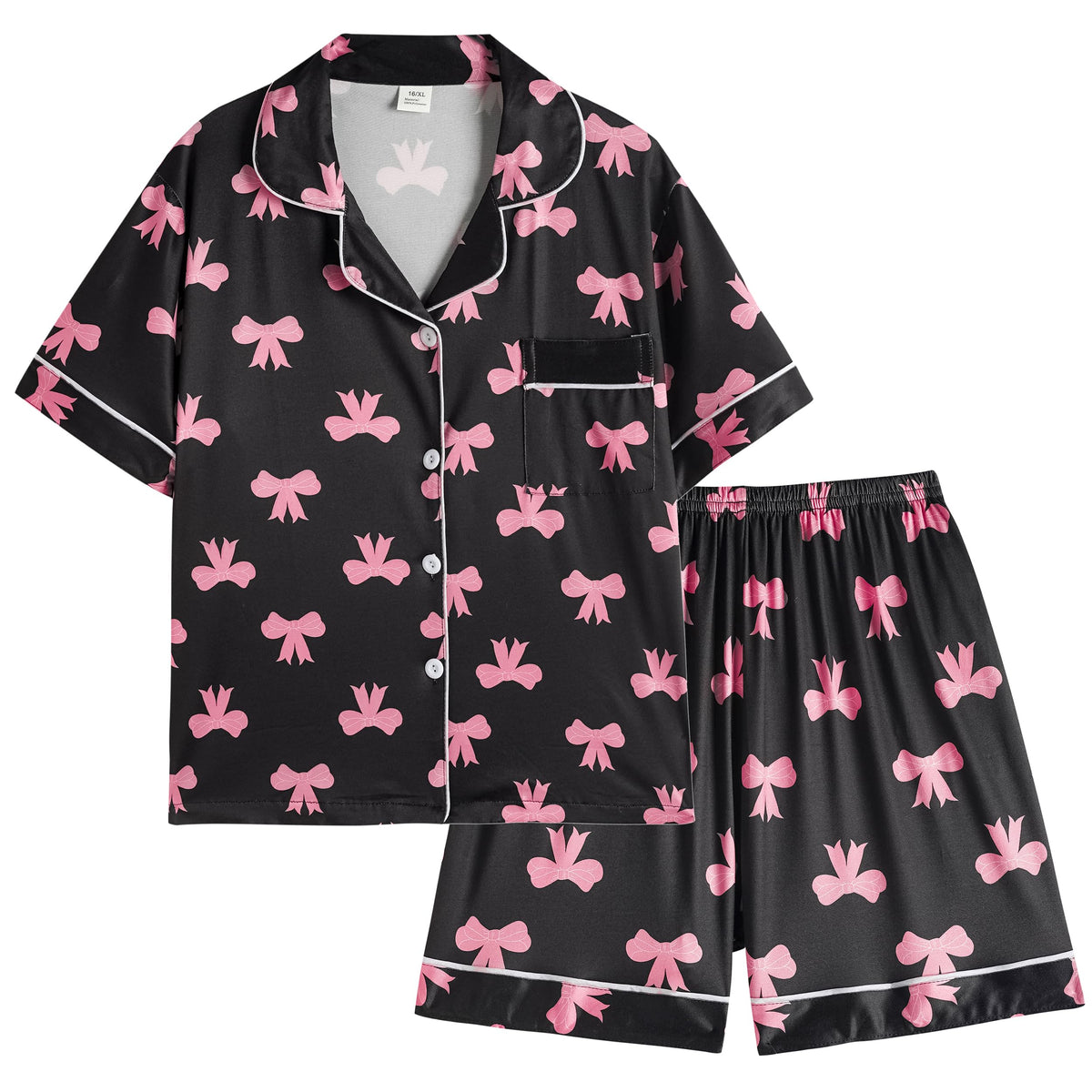 Vopmocld Girls Summer Pajama Sets Button Down Top & Shorts Sleepwear 8-18Y