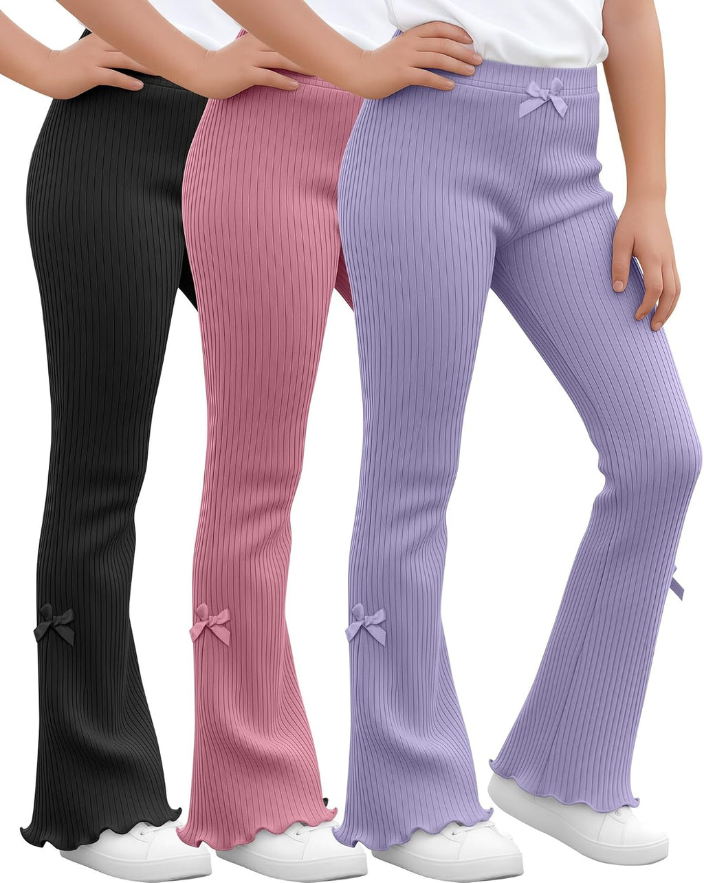 3 Pack Girls Flare Leggings Kids Bell Bottoms