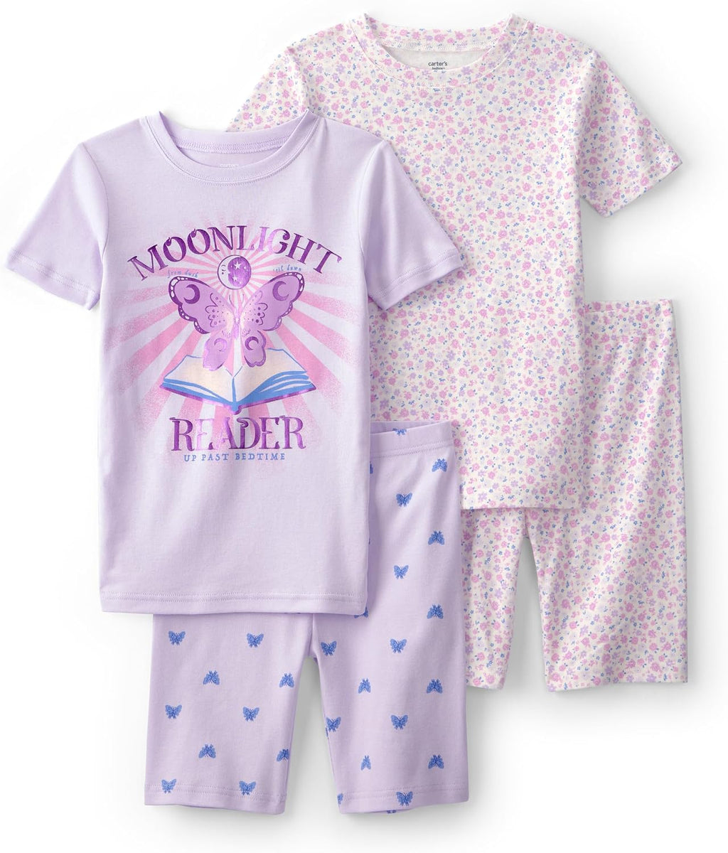 Carter's Girls' 4-piece Tight Fit Cotton Pajama Set