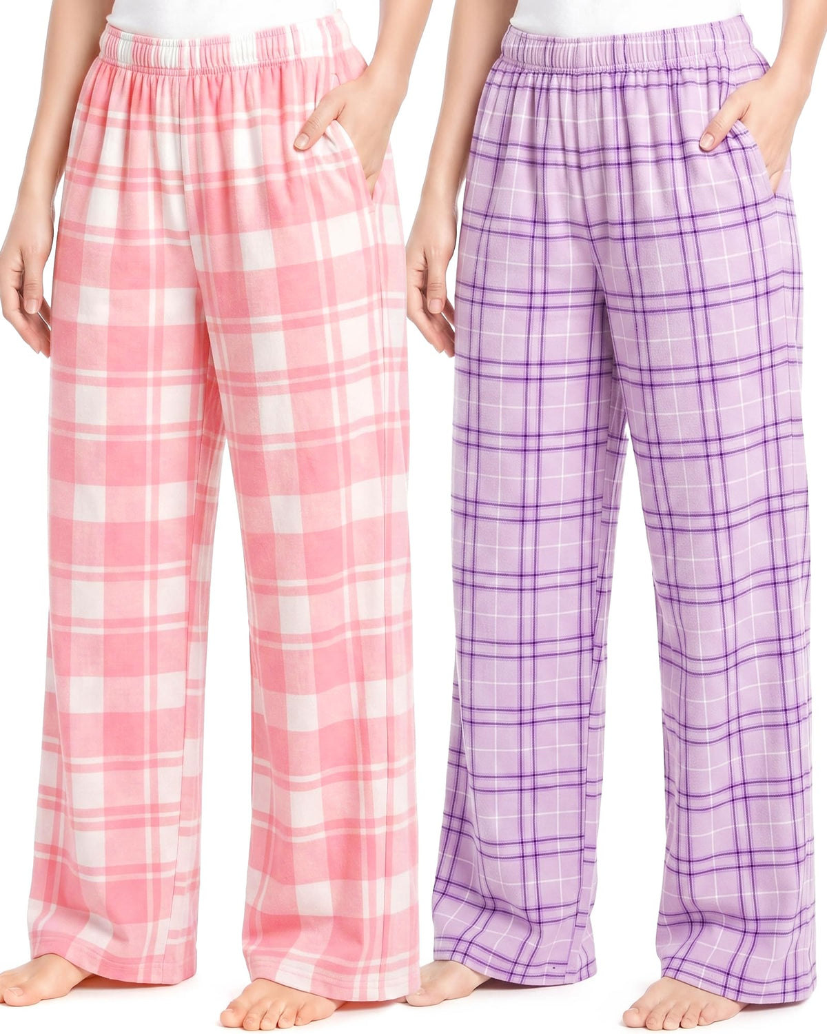 HONGTEYA Girls Christmas Pants with Pockets Soft Long Plaid Bottom