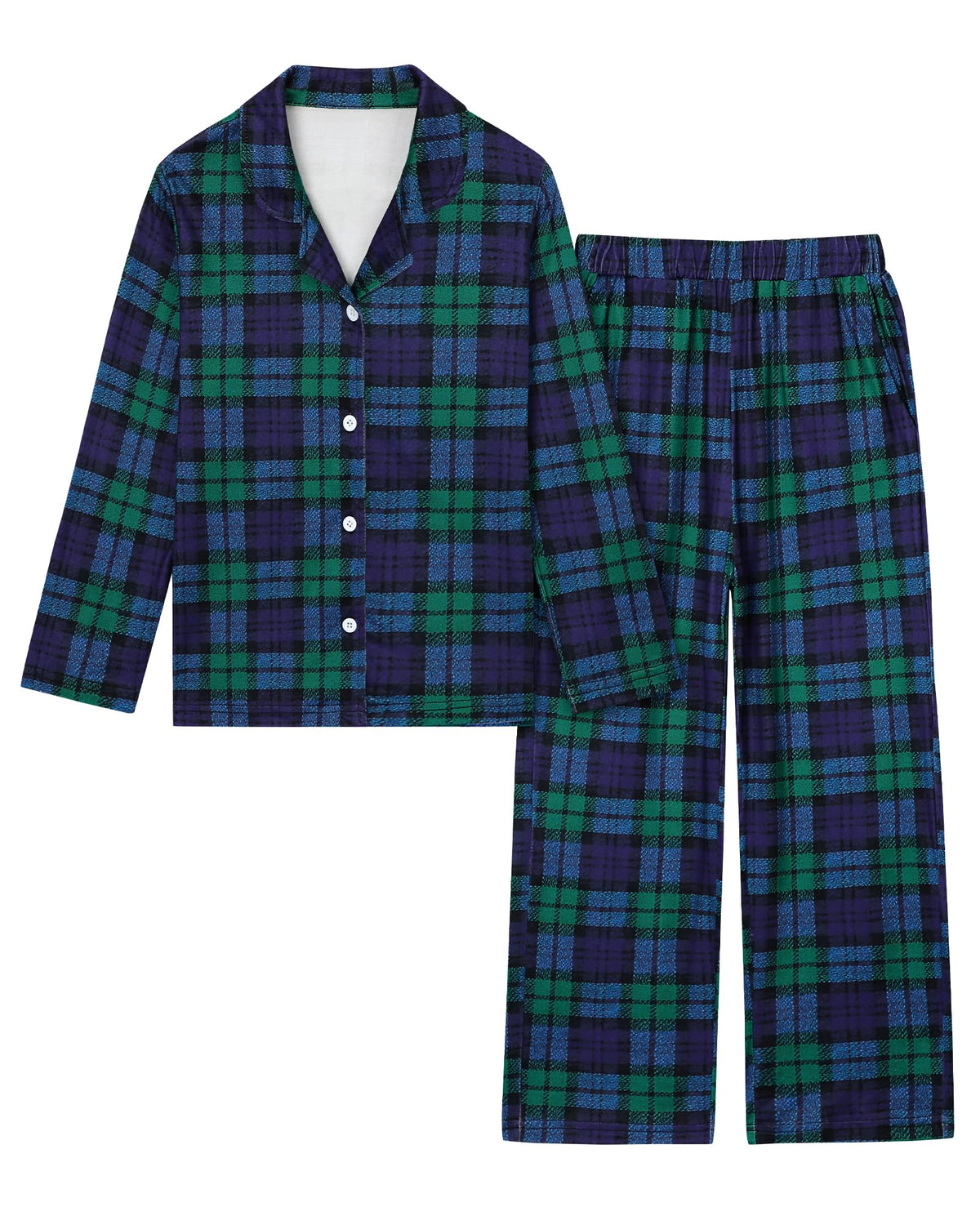 CARETOO Girls Pajamas Set Soft Button-Down Long Sleeve Pjs Set Size 5-14
