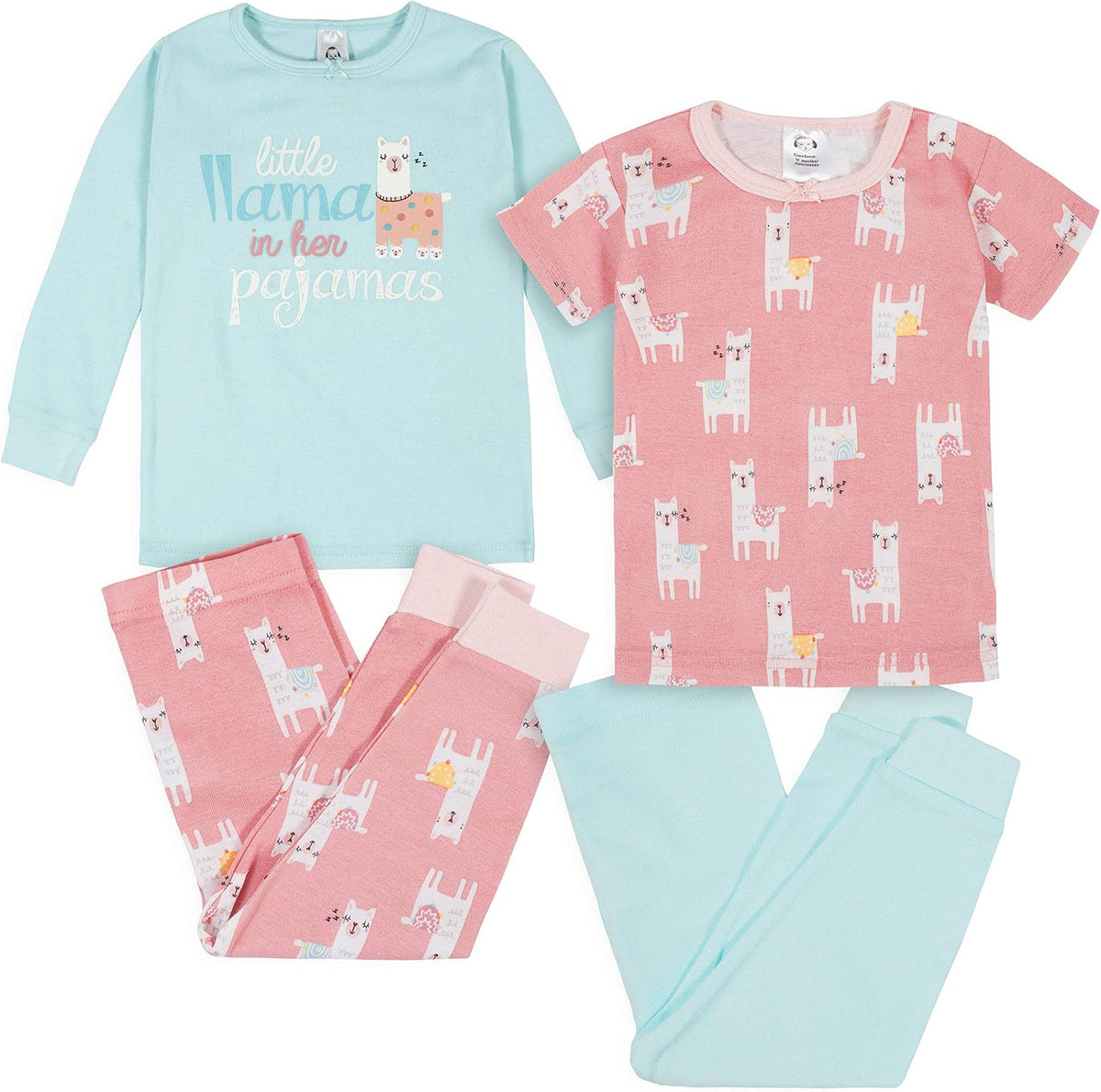 Gerber Baby Girls 4-Piece Pajama Set, Little Llama Pink, 18 Months US
