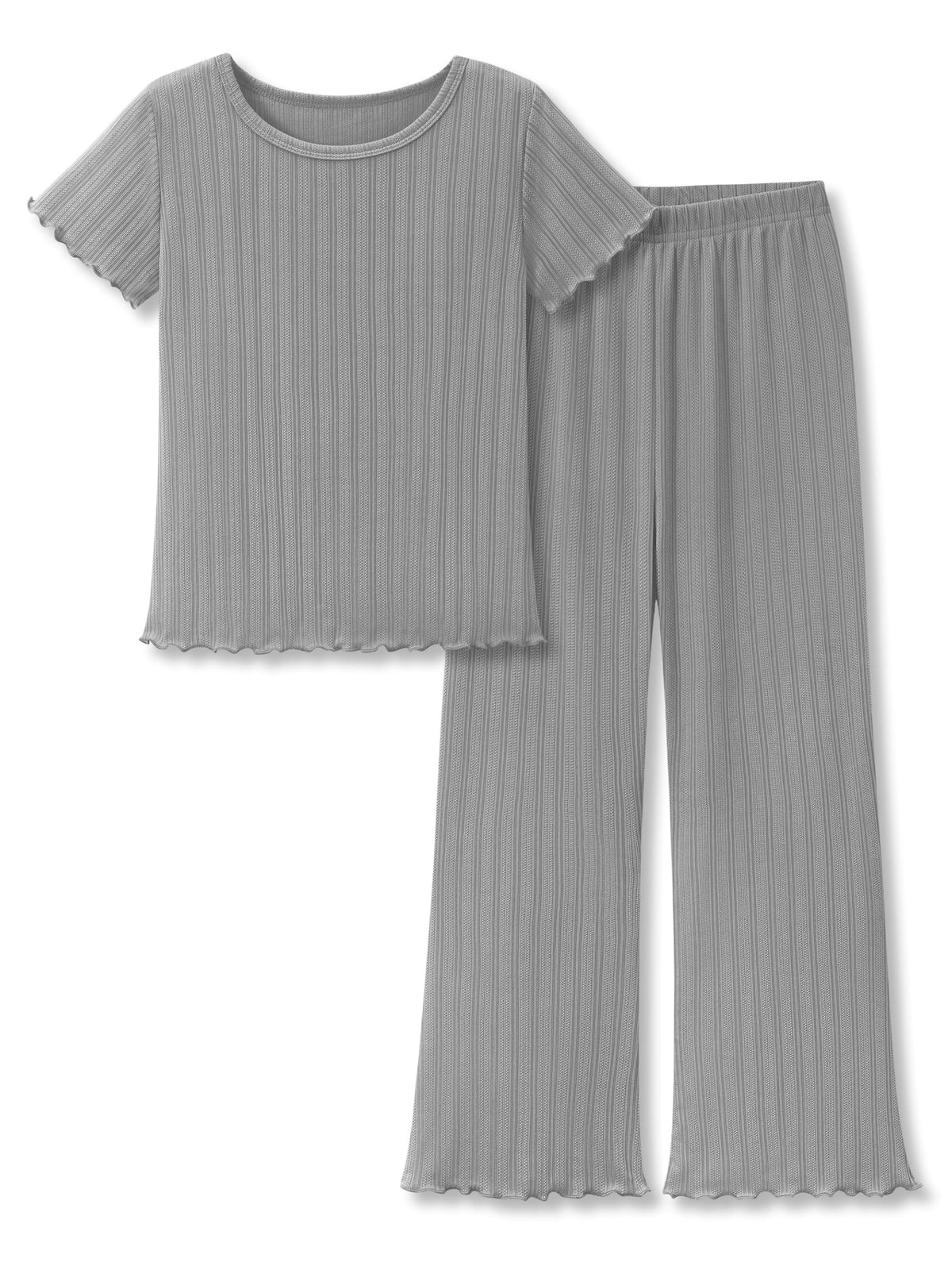 Beezizac Girls Pointelle Knit Pajamass, Flared Wide-Leg Pants, Sizes 6-18