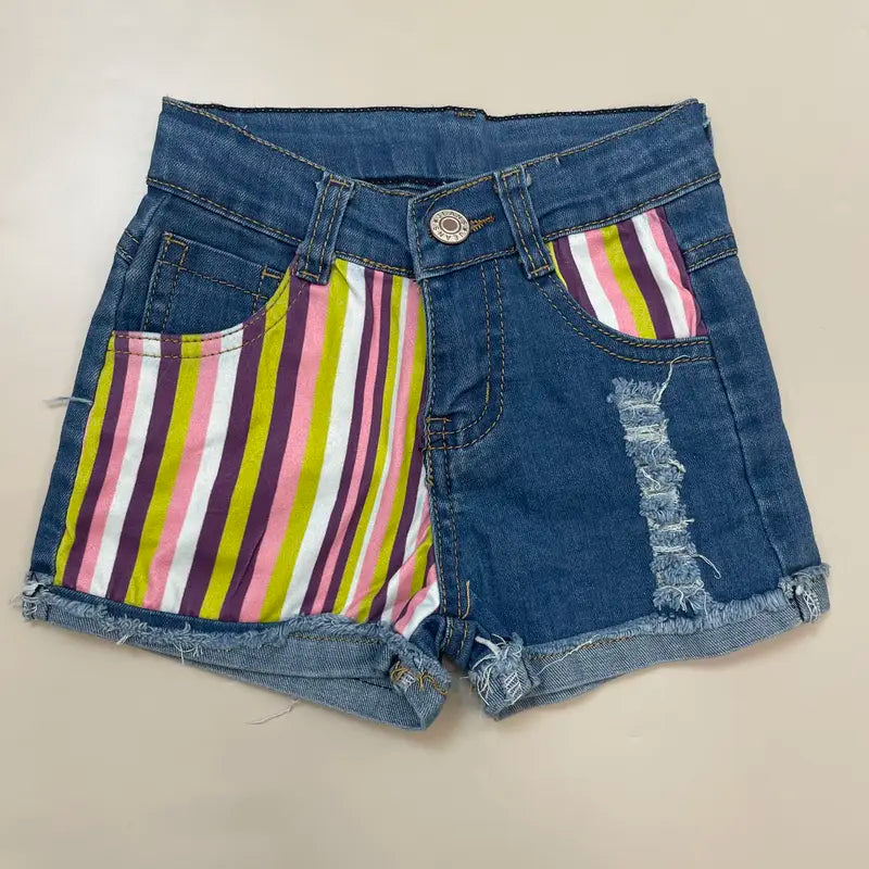 Girl Summer Denim Shorts Leopard Summer Bottom Adjustable Waist