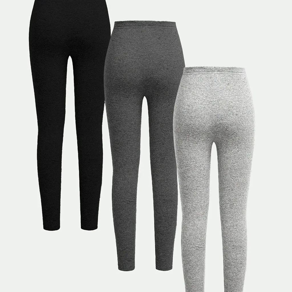 3 Piece Set Girls Solid Heart Pattern Casual Print Pants, All-Season Wear, Suitable for Ages 3+, Slim-Fitting, Comfortable Bottoms